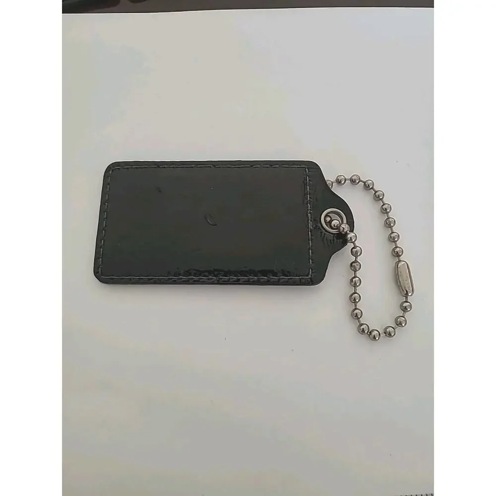 Coach Hang Tag Replacement Black Patent‎ Leather Bag Charm Keychain Large 3